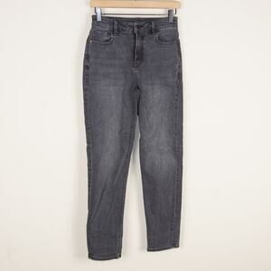 American Eagle Stretch High Waist Mom Black Jeans Womens Sz 0 Regular